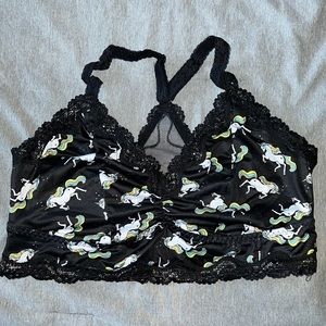 Torrid Curve bralette size 0. Black and unicorns.